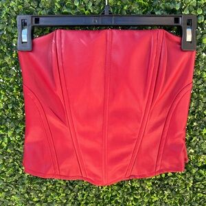 Princess Polly Red Leather Strapless Top